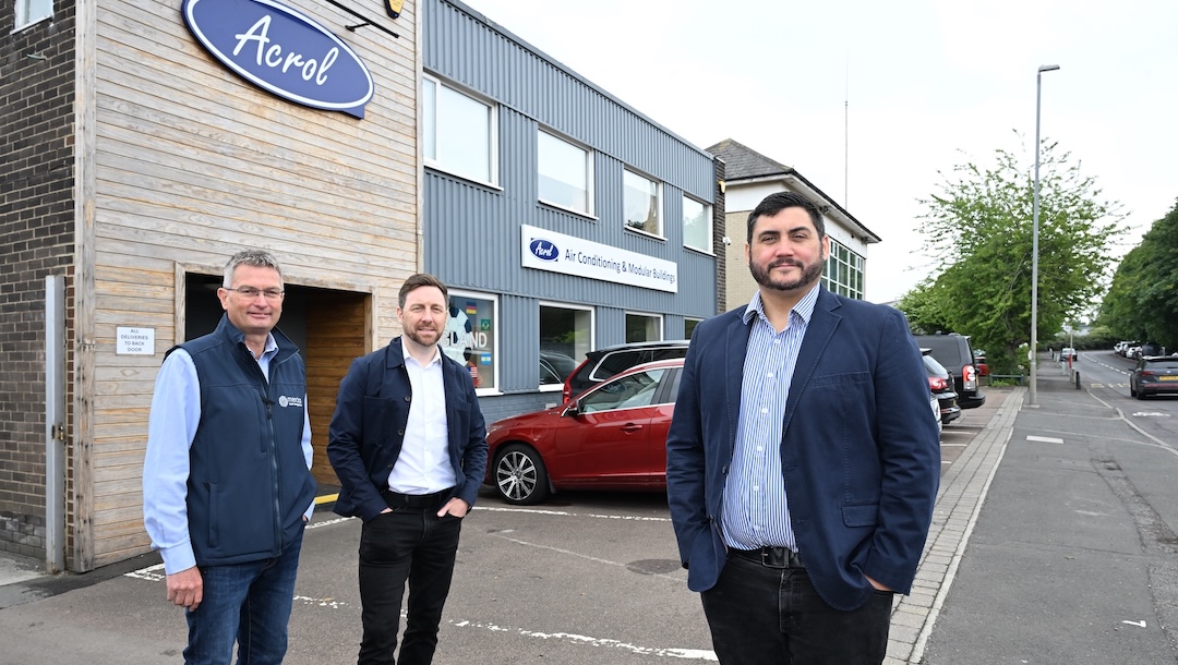 Andy Clough and and Laurence Richardson of Mercia Debt with Daniel Wood of Acrol Air Conditioning