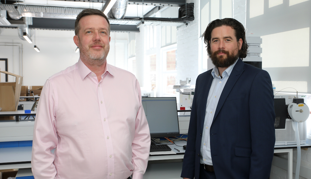 Chris McCourt of Mercia Ventures, left, with Aelius Biotech’s founder and CEO Peter Chater