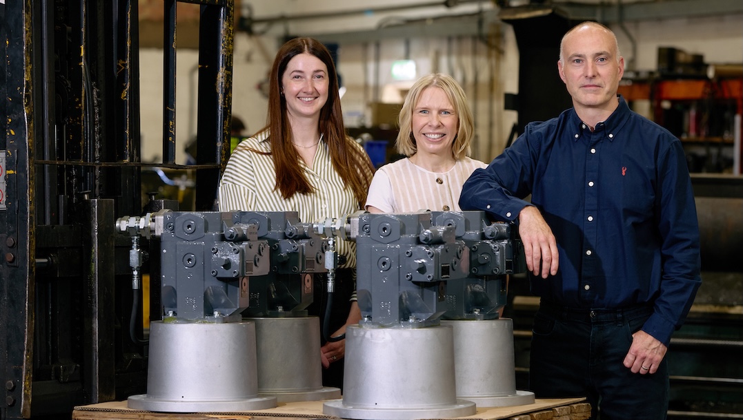 Rebecca Pickering of Mercia and Sarah Newbould of British Business Bank with Andrew Kirby of East Yorks Hydraulics