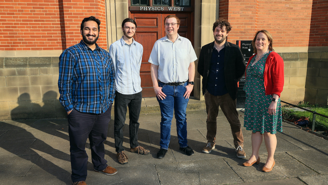 The team behind the Graide system - Manjinder Kainth, Robert Stanyon, George Bartlett and Austin Tomlinson - with Professor Nicola Wilkin from the University of Birmingham