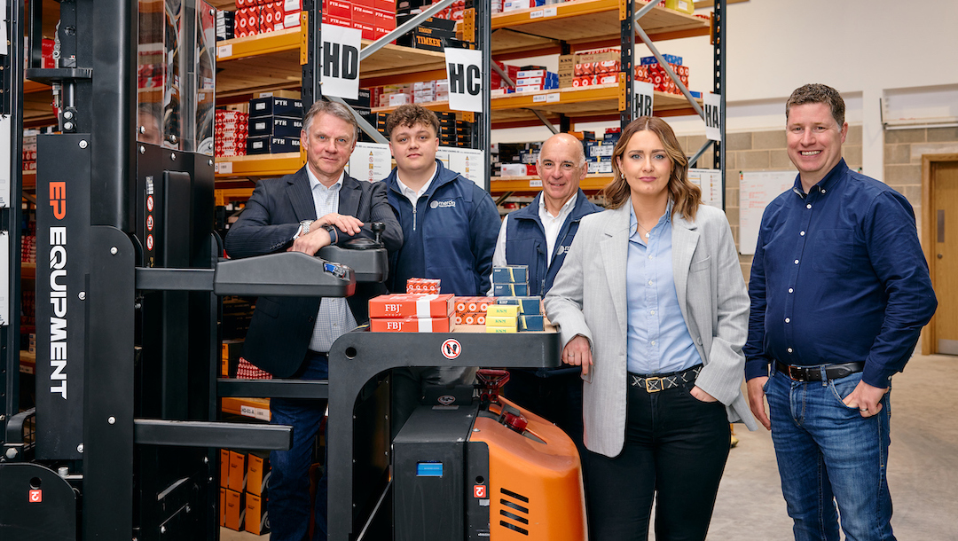 David Baggaley of Leeds City Council, Connor Murray and Gary Whitaker of Mercia Debt, with Samantha Ross and Simon Riley of Quality Bearings
